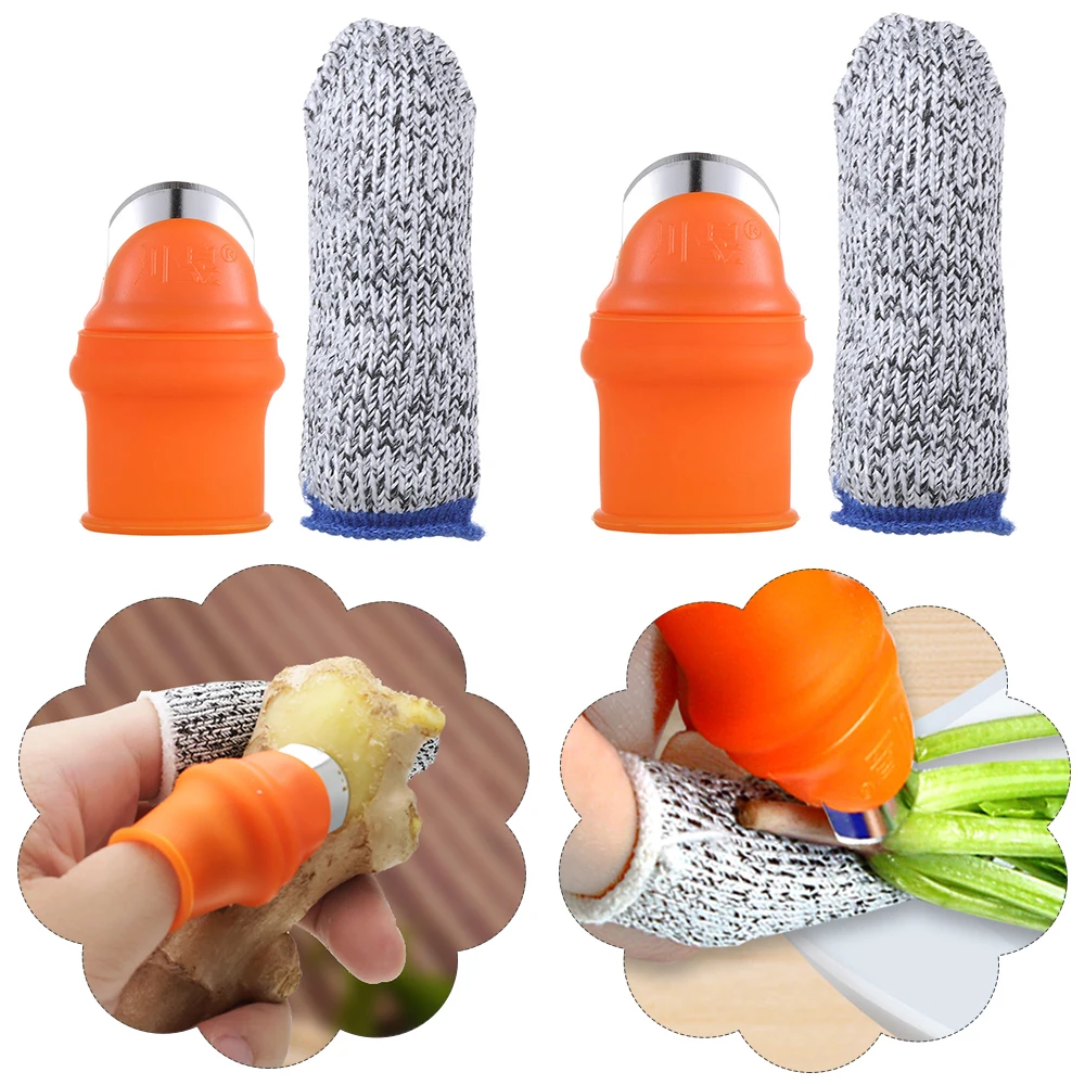 2 шт./компл. силикона с накатанной головкой резак палец защита для ножа Овощной