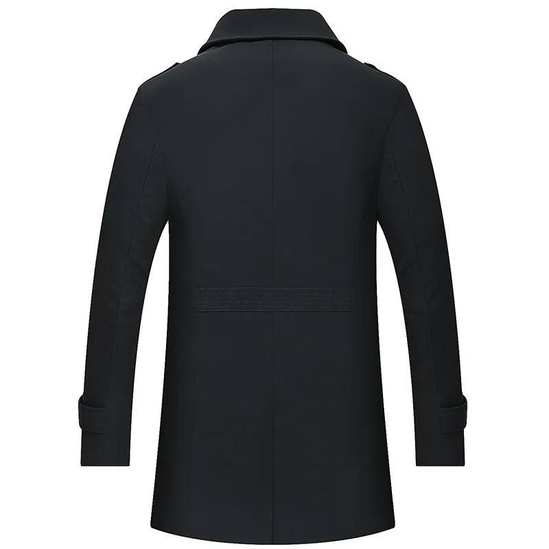 

Men's Thin Trench Coat 2019 Autumn New Business Fashion Lapel Long Jacket and Overcoat Male Brand Clothes Khaki Navy Black