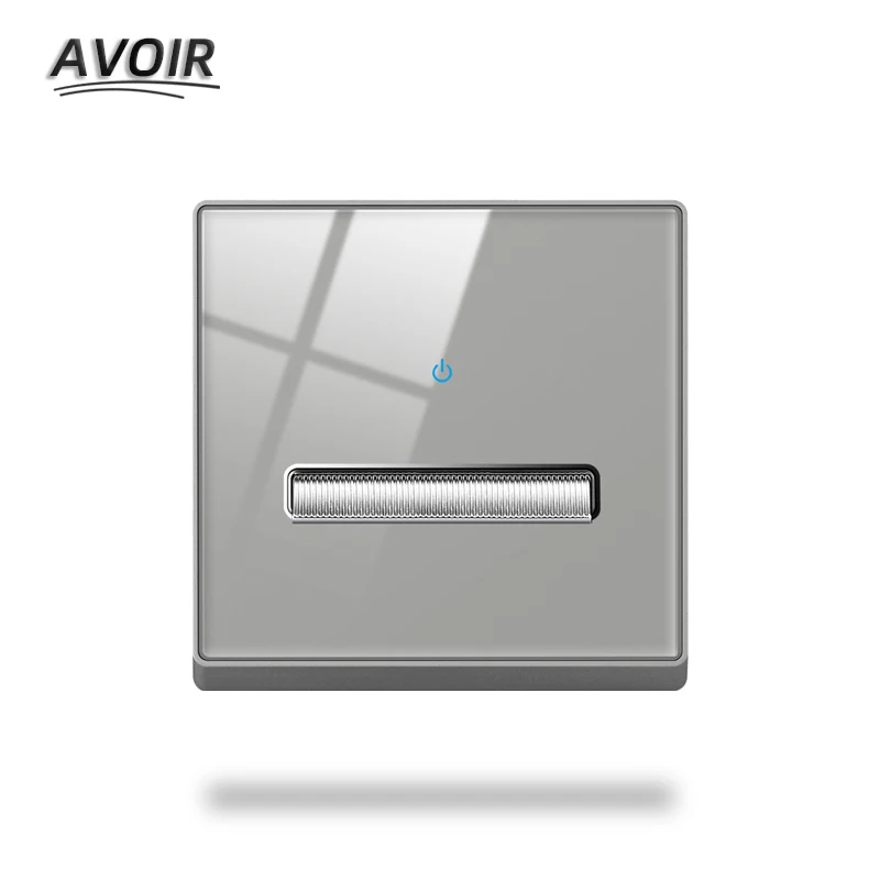 

Avoir Wall Light Switch Usb Socket Push Button Reset Momentary Switch Luxury Gray Glass Panel EU FR Electrical Sockets For House