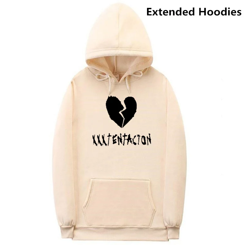 

New Xxxtentacion Sweatshirt With Zipper Hem On Both Sides Long Men Hoodie White Streetwear Xxxtentacion Men'S Fleece Hoodies