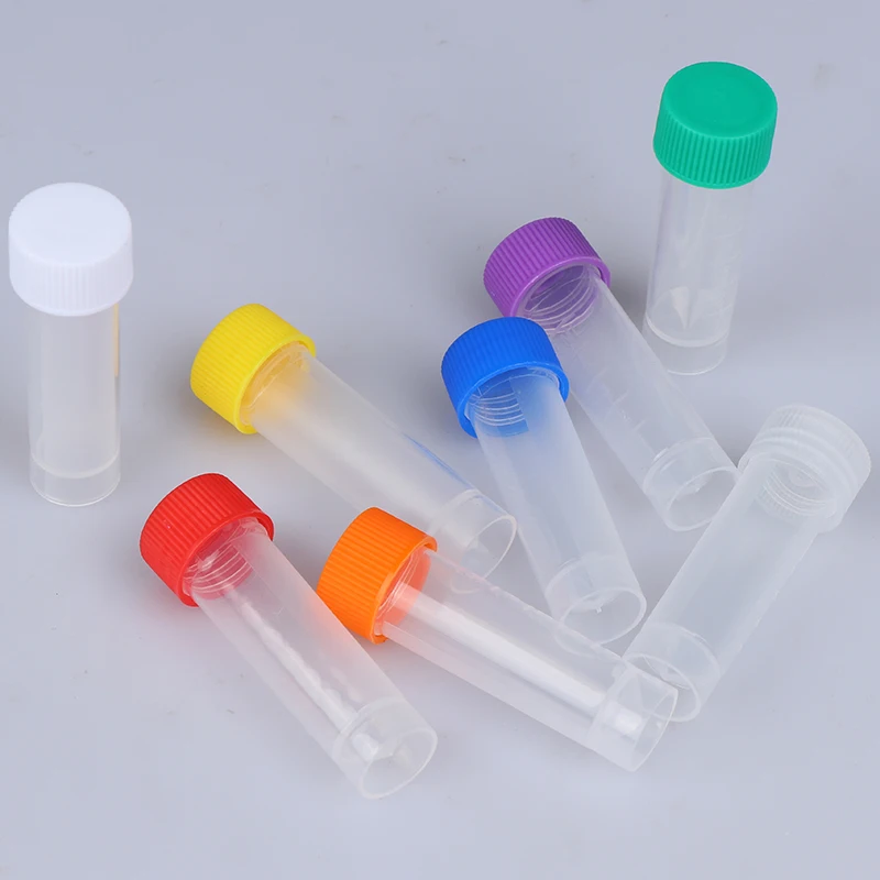 10-50pcs 5ml Plastic Test Tubes Vial Screw Seal Cap Pack Container | Дом и сад