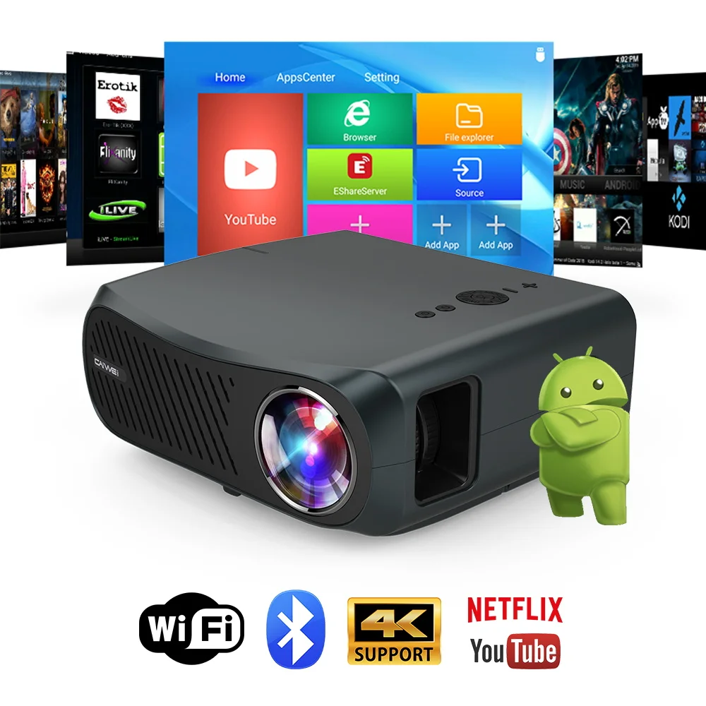 Projetor Led Wifi Домашний кинотеатр видео Android 6.0 система A12AB 7200 люмен беспроводной Airplay