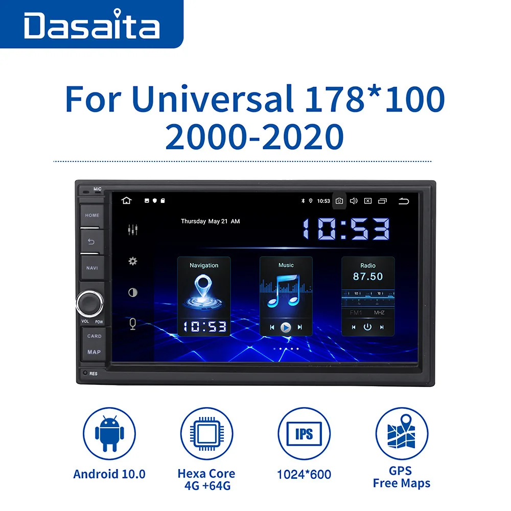 

Dasaita Android 10.0 Stereo Multimedia Navigation for Nissan Android Universal Car 2 Din Radio 7" IPS Screen Built-in DSP GPS PC