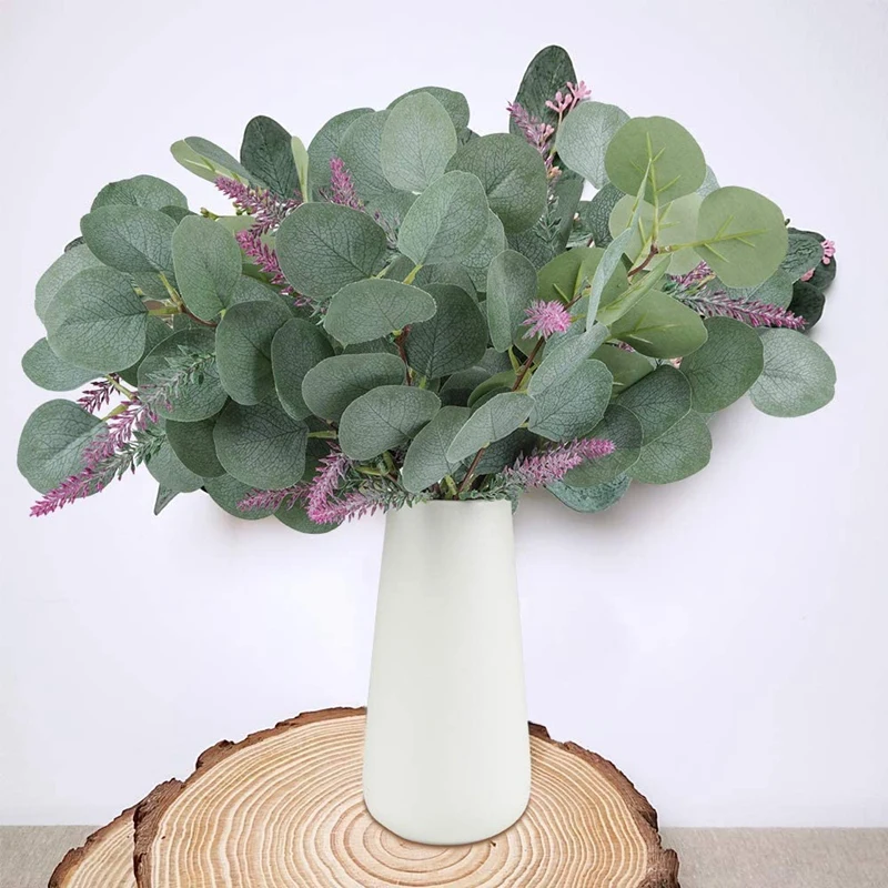 24 шт искусственные листья эвкалипта стеблей оптом искусственная зелень растений