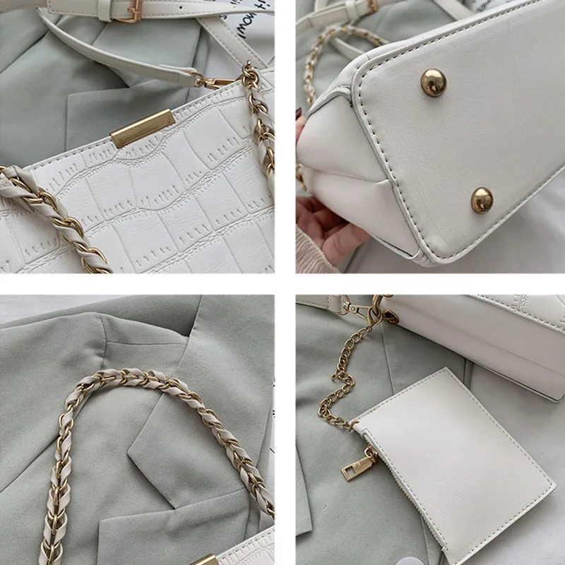 

Stone Pattern PU Leather Crossbody Bags For Women Chain Bucket Tote Shoulder Handbags and Purses Female Travel Lady