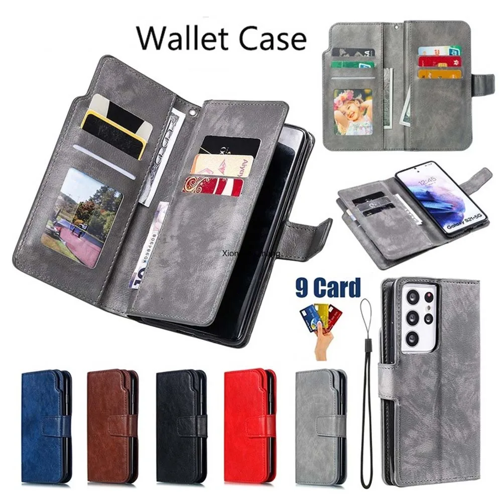 

9 Card Holder Retro Magnetic Flip Wallet Leather Phone Case for Huawei Y5P Y6 Y7 Y9 Prime 2019 P Smart 2020 Honor 9 Lite 10 Lite