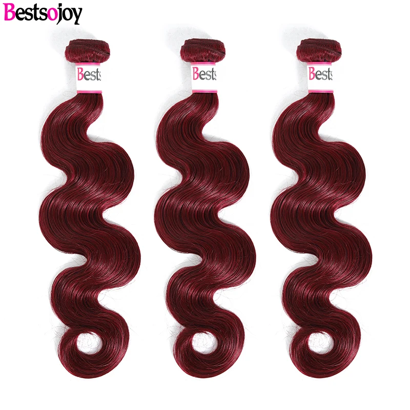 Bestsojoy 1/3/4pcs Brazilian Body Wave Hair Extensions Middle Ratio Remy Ombre 1b/27 1b/30 Burgundy 1b/99j Human Hair Bundles