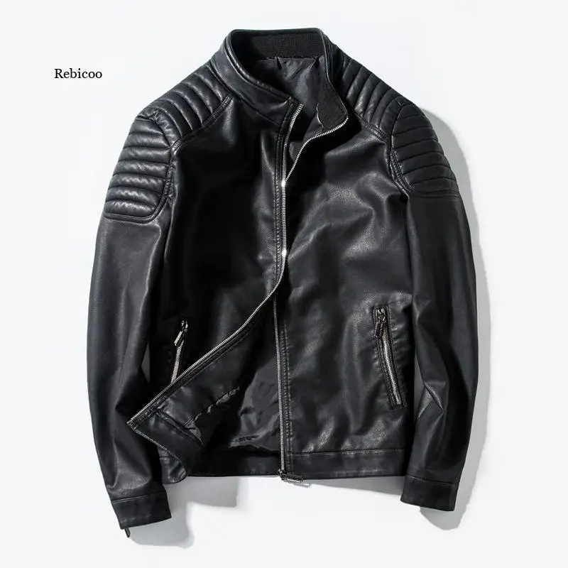 

New Men's Leather Jackets Autumn Spring Pu Coats Men Brand Clothing Fashion Stand Collor Outerwear Male Coat