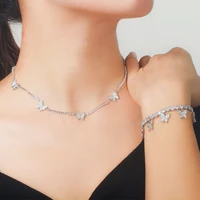 cwwzircons shiny cubic zircon butterfly shape ladies jewelry set new designer bridal choker necklace earrings bracelet sets t450