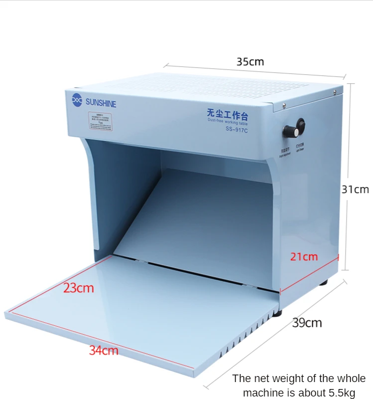 Newest SS-917C Dust Free Working Room Anti Dust Working Bench Adjustable Wind Cleaning Room With Dust Checking Lamp Sunshine enlarge
