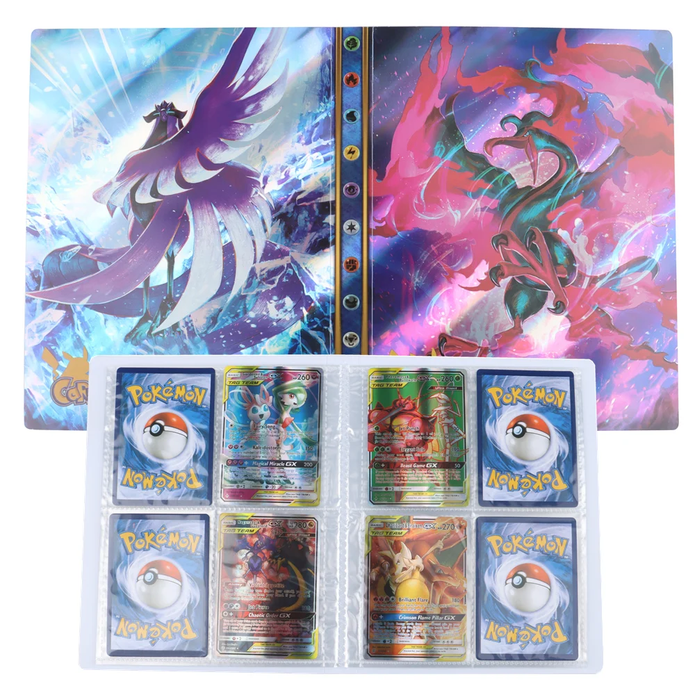 

240 Cards Pokemon Album Book Collection Holder Toys 4 Pocket Anime Map Game Card Binder Folder Top Loaded List Toy Gift For Kids