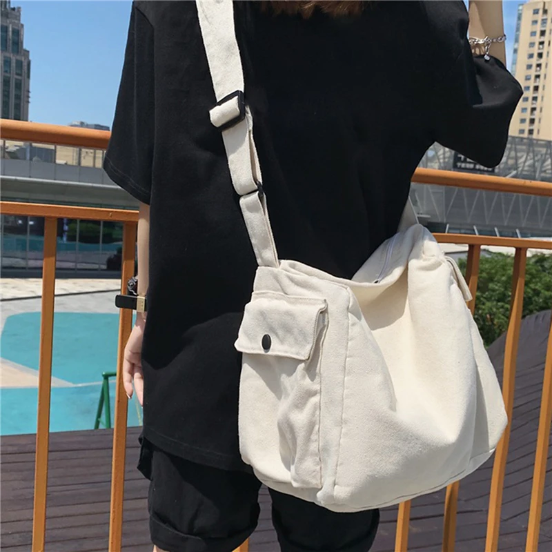 

Fashion Women's Bag Canvas Messenger Bags Outdoor Leisure Travel Bags New Solid Color Large Capacity Student Shoulder Bags 2021