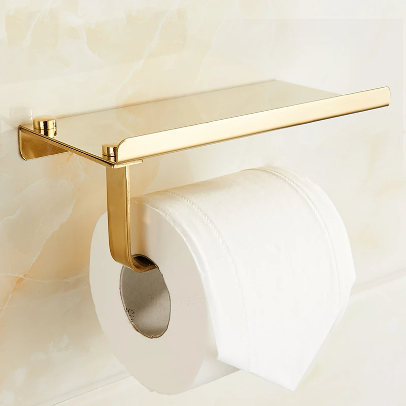 stainless steel toilet paper holder bathroom paper phone holder shelf wall mount mobile phones towel rack bathroom accessories free global shipping