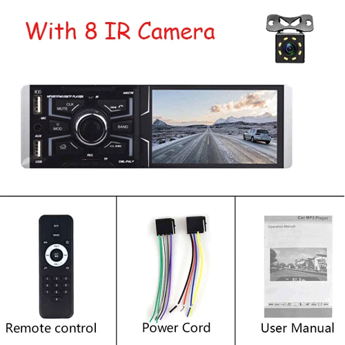 With 8 IR Camera AMPrime 1 Din автомобильный Autioradio радио 4," сенсорный экран автомобильный мультимедийный плеер FM/TF/AUX/USB Bluetooth автомобильный стерео с задней камерой - Color: With 8 IR Camera