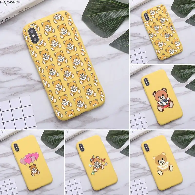 

Popular Italy Bear Phone Case for iPhone 11 Pro Max X XR XS 8 7 6s Plus Candy yellow Silicone Cases