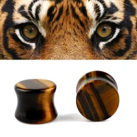1 pair tiger eye stone ear plugs ear expander ear piercing tunnels gauges ear stretching body piercing earlet gauges 8 20mm