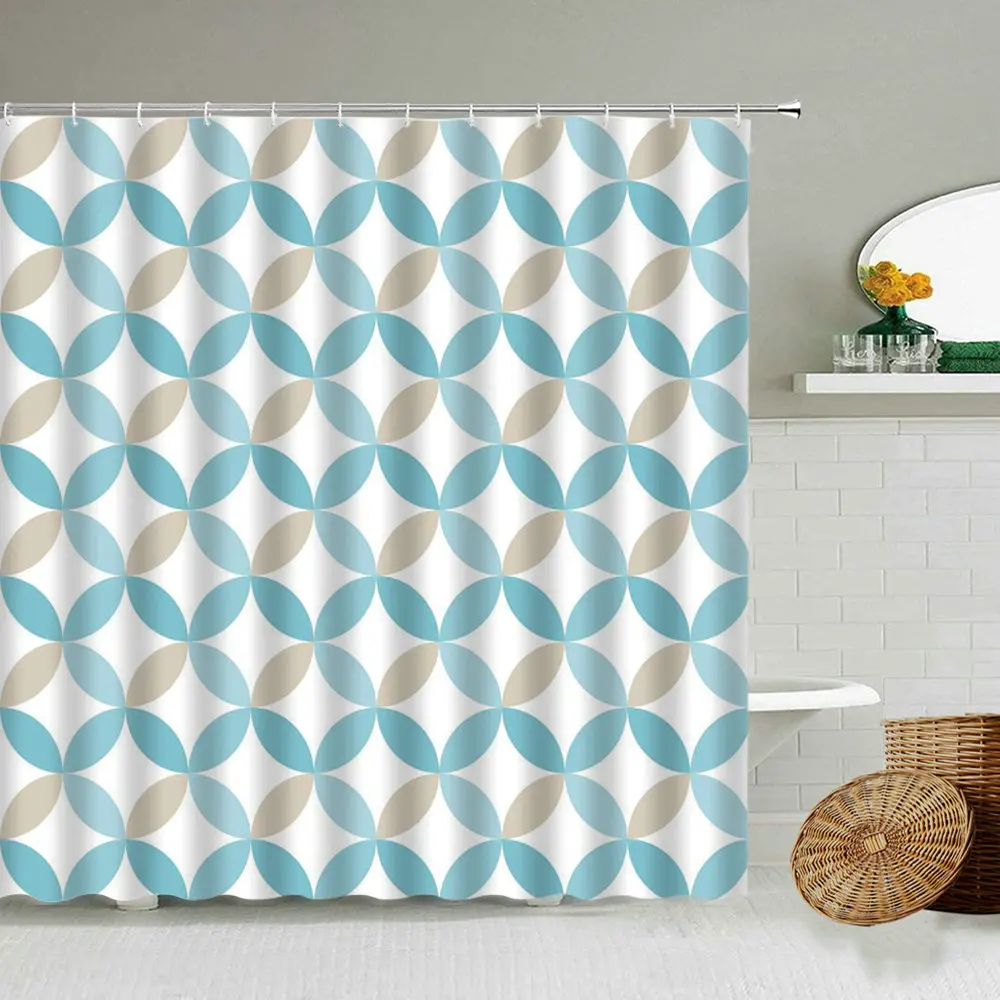 Бесшовная занавеска для душа в стиле ретро с геометрическим рисунком винтажное