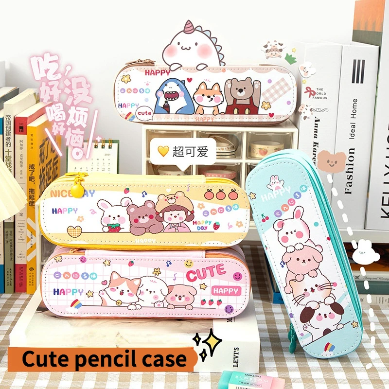 

Creative Cartoon Large-capacity Double-layer Pencil Case School Supplies Student Stationery Zipper Pencil Case Children Cute Bag