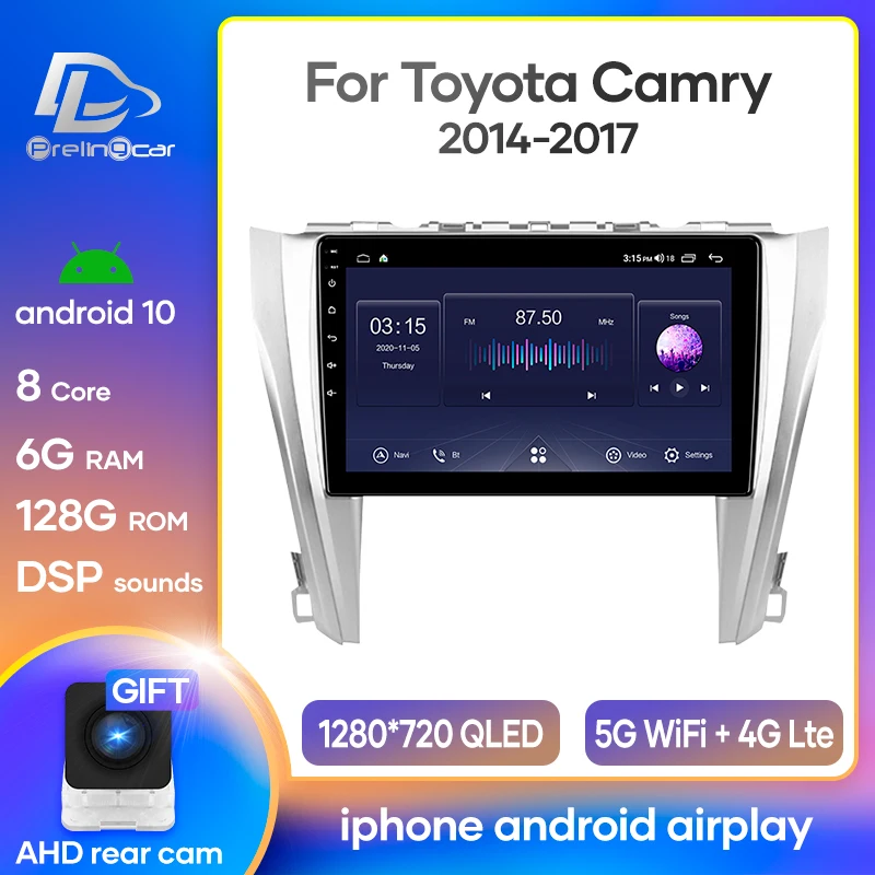 Prelingcar For Toyota Camry XV 50 55 Андроид 10 автомагнитола нет магнитола 2 din DVD для Тойота Камри