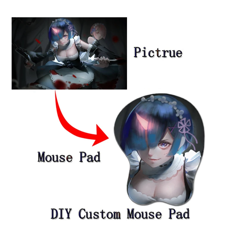10 шт. 3D коврик для мыши DIY на заказ силиконовый Rem Kawaii игровой Otaku геймерский