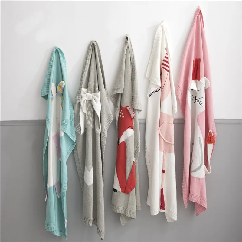 Плотное и теплое одеяло для новорожденных детское хлопковое зимнее с животным