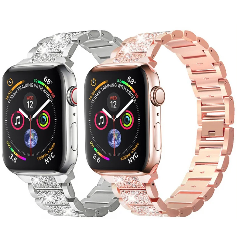 Женские ремешок для наручных часов Apple Watch iWatch 6 5 4 38-44 мм Bling из нержавеющей стали