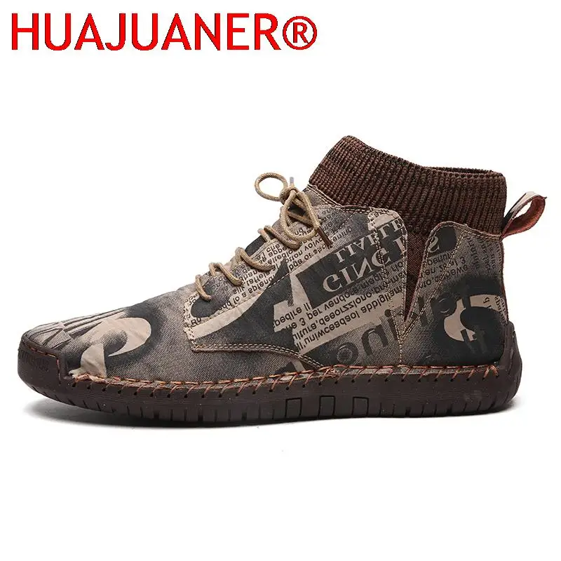 

Men Boots High Quality Casual Sneakers High-top Warm Cotton Shoes Ankle Boots Outdoor Comfortable Walking Shoes Zapatos Hombre