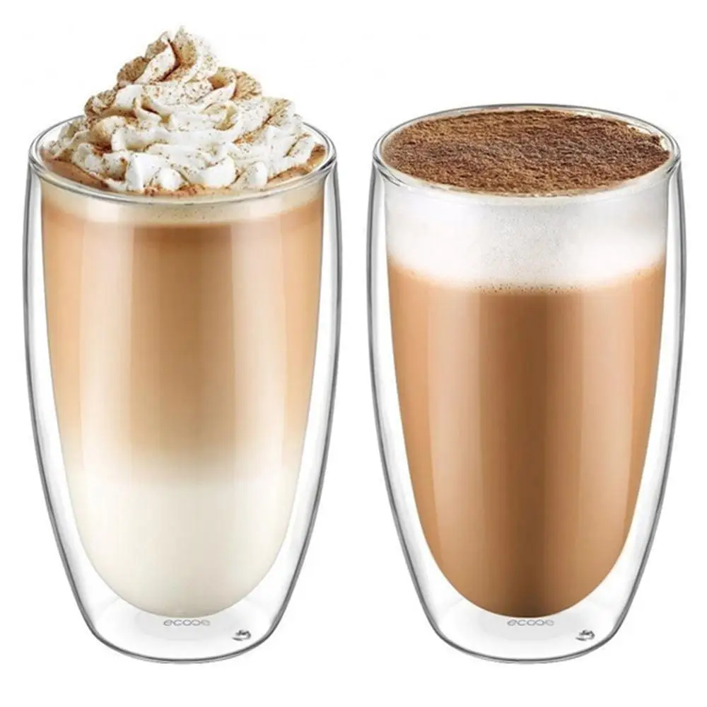 

6-Pcs 80ml Cute Coffee Mugs and Cups Glass Double Walled Heat Insulated