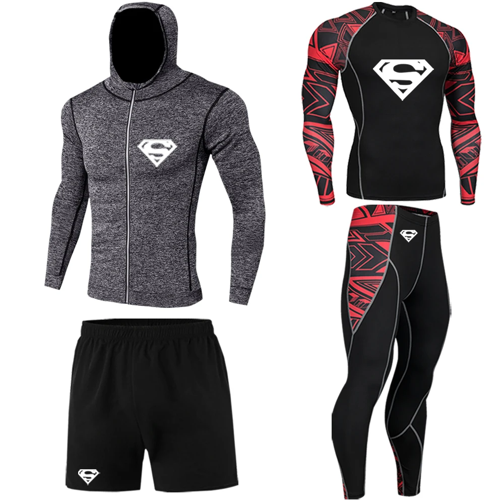 2022 Men's autumn and winter thermal underwear suits long-sleeved tops, sportswear, sports suits, fitness workout tights