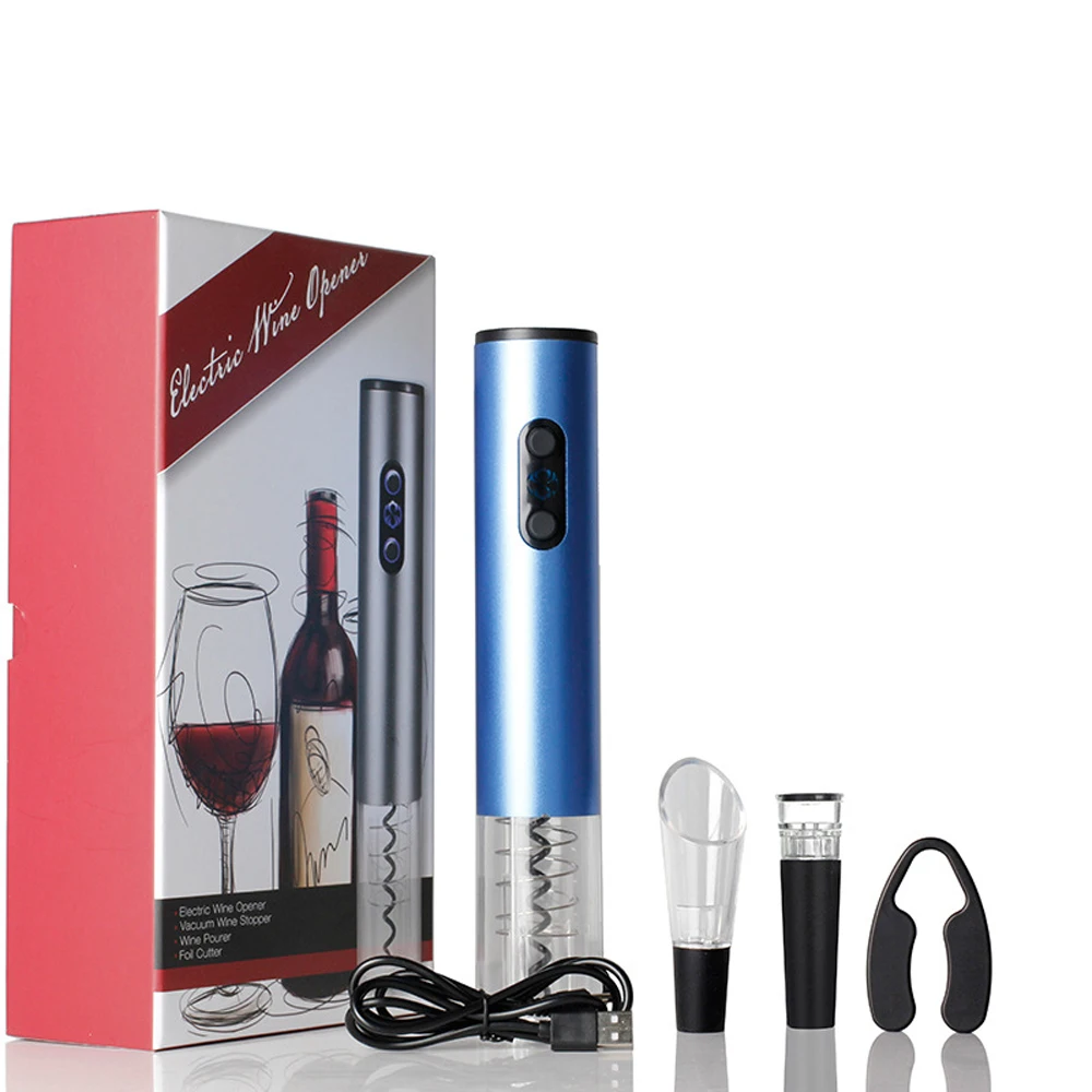 

Wine bottle opener Rechargeable electric wine bottle opener Aluminum foil paper cutter wine pourer Vacuum wine stopper With box