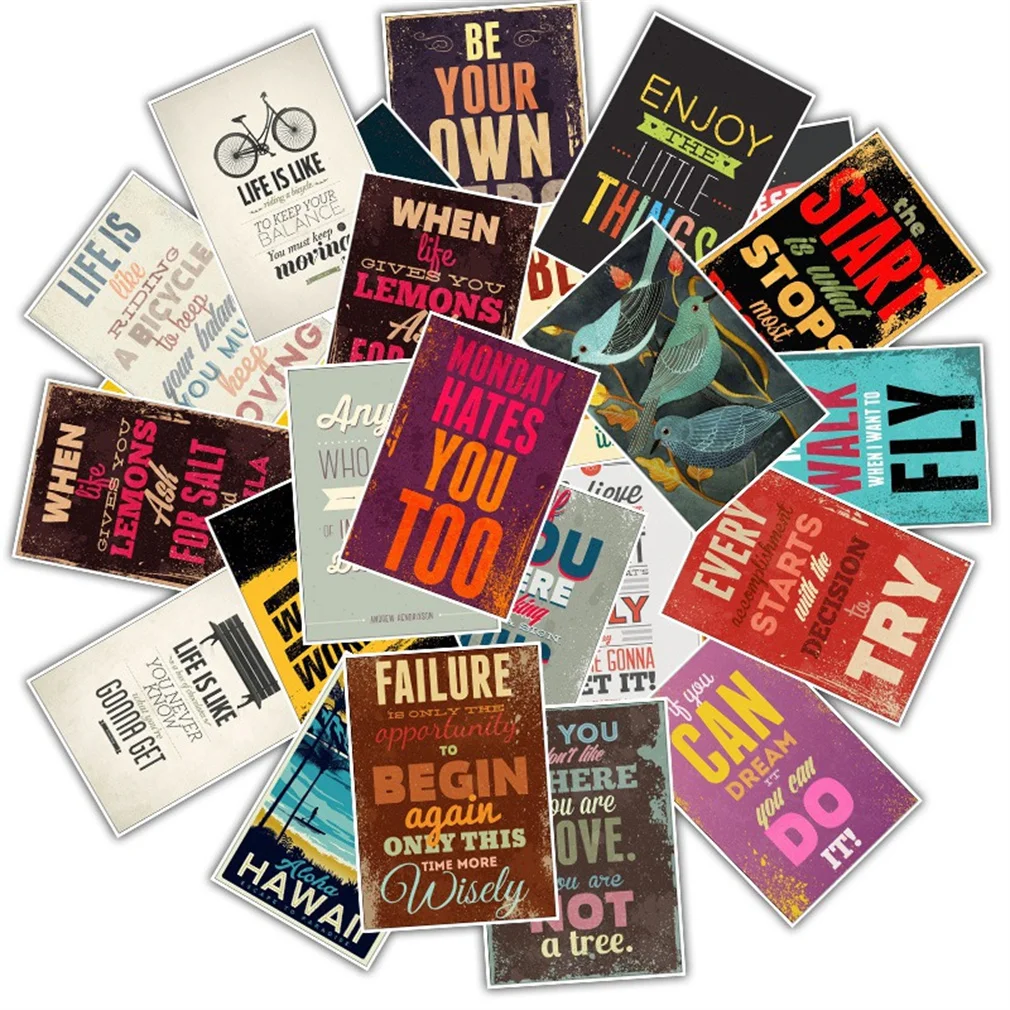 

10/30/50PCS Cartoon Inspirational Text Diary Waterproof Graffiti Suitcase Laptop Skateboard Toy Decoration Sticker Wholesale