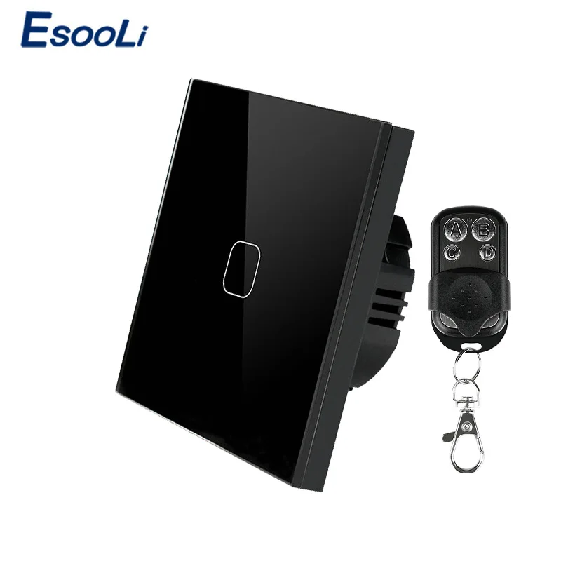 2 Gang Remote White Esooli сенсорный выключатель 1 банда 1 способ, умный настенный выключатель, сенсорный выключатель света, беспроводной дистанционный переключатель освещения 220 В - Цвет: 2 Gang Remote White