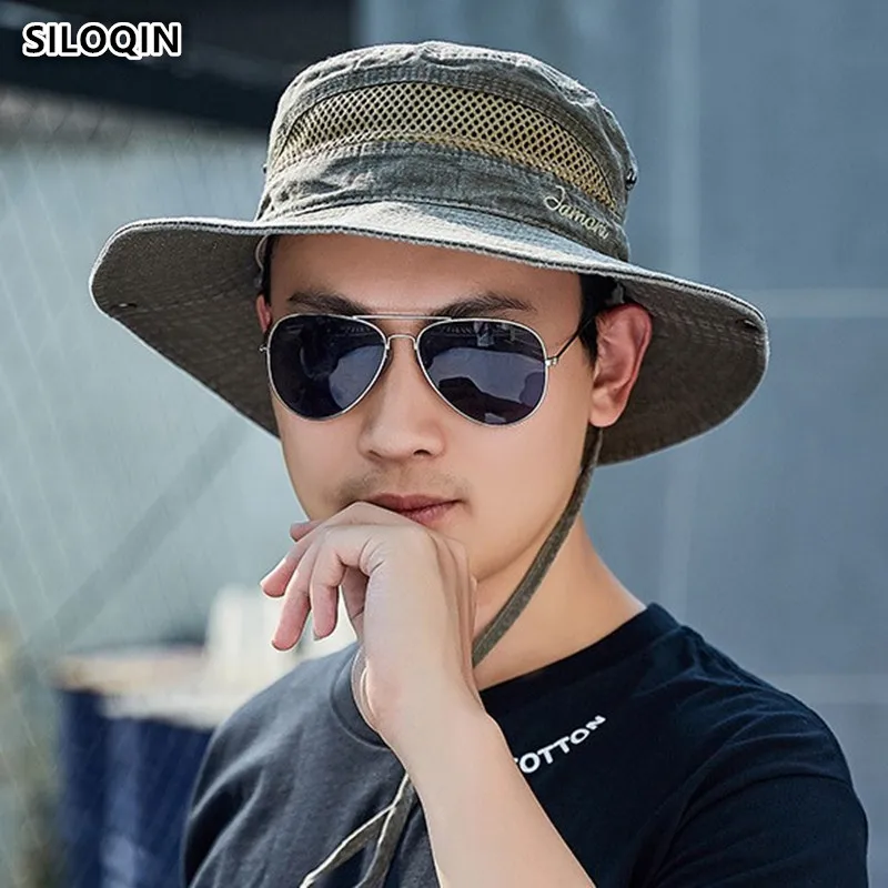 Панама SILOQIN мужская с фиксированной сеткой хлопковая шляпа летняя модная для