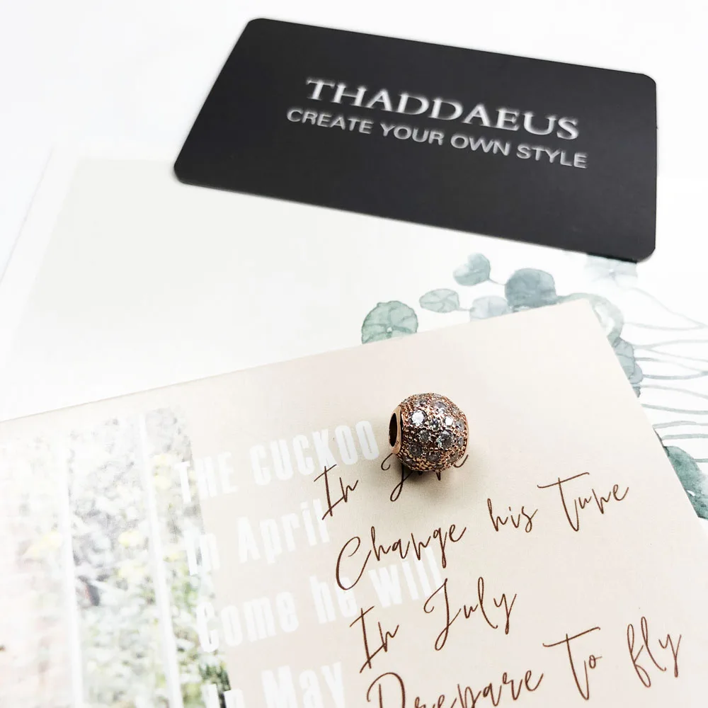 Бусины щебень со стразами розовое золото Цвет & серебряные бусины 925 пробы