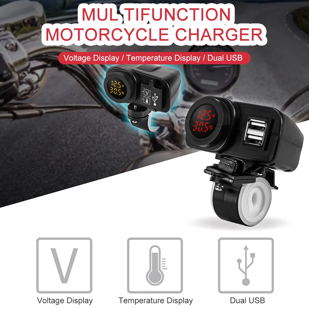 Motorcycles Charger Dual USB Fast Charging Multifunction charger Intelligent Voltage Detection High Quality Waterproof |