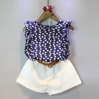 summer new girls clothes sets floral sleeveless t shirt shorts belt 3pcs toddler baby kids outfits childrens clothing