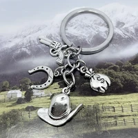 alloy accessories american western cowboy theme key chain cactus key chain creative backpack pendant car key chain