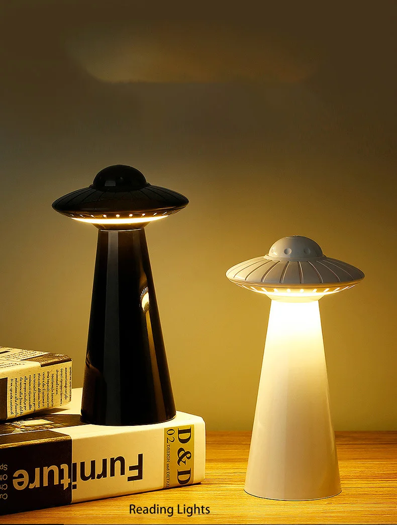 UFO дизайнерский USB Перезаряжаемый Светодиодный настольный светильник с регулируемой яркостью для чтения, светильник без мерцания, умный Ночной светильник, прикроватная лампа для студентов и детей
