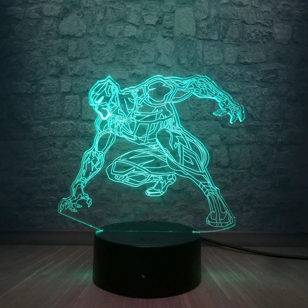 Фигурка Marvel Legend Черная пантера 3D светодиодный светильник 7 цветов Изменение спальни USB настольная ночник Рождественский декоративный подростковый подарок игрушки