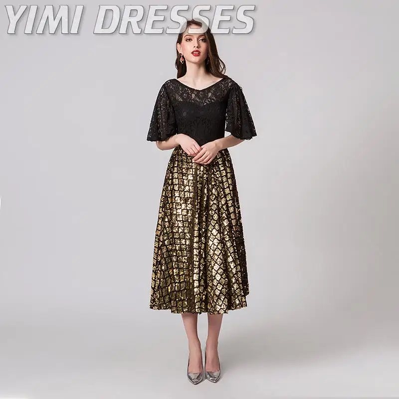 Сексуальные черные кружевные вечерние платья с блестками официальное платье