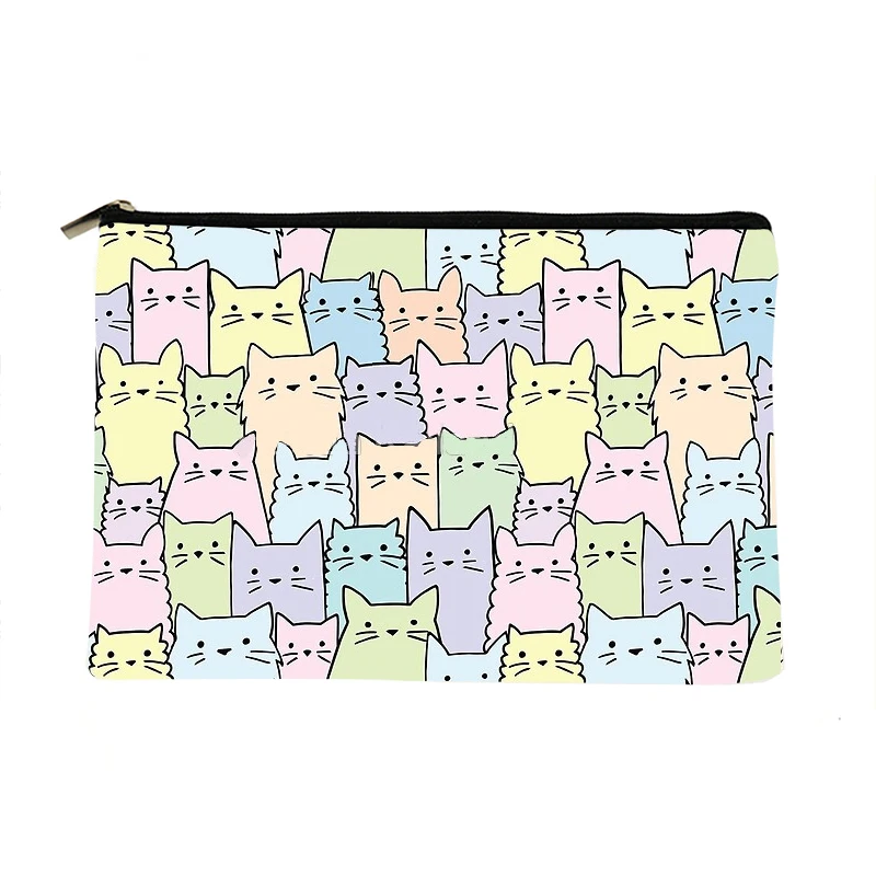 

Women silent Cats Pastel Printed Make up bag Fashion Women Cosmetics Organizer Bag for Travel Colorful Storage Bag for Lady Bag
