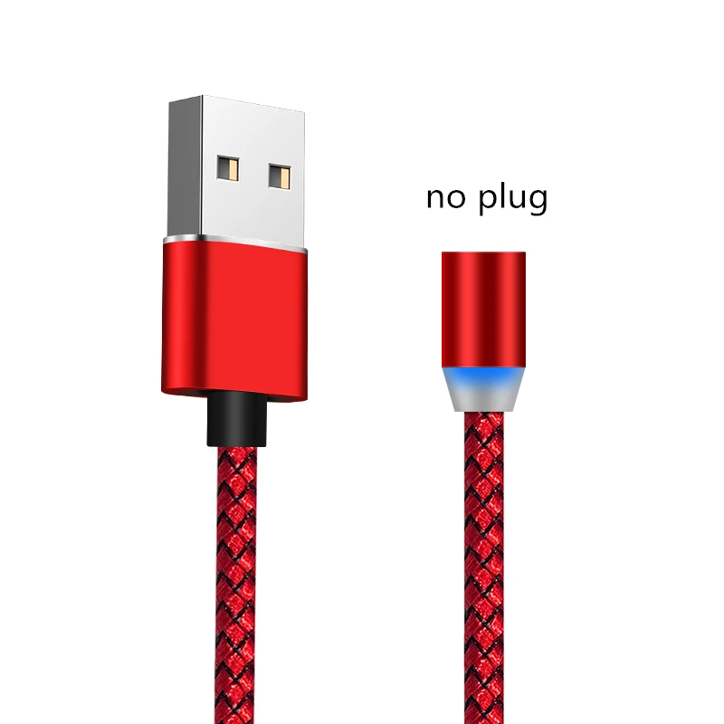 1 м 2 м 2.4A Магнитный USB кабель Micro usb type C кабель со светодиодной подсветкой Магнит USB лента C Шнур для iPhone samsung Xiaomi Кабель зарядного устройства - Цвет: Red Cable no Plug