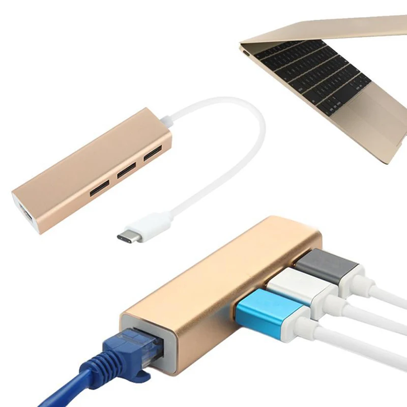 Многофункциональный USB 2 0 концентратор RJ45 Plug and Play портативный для ноутбука ПК
