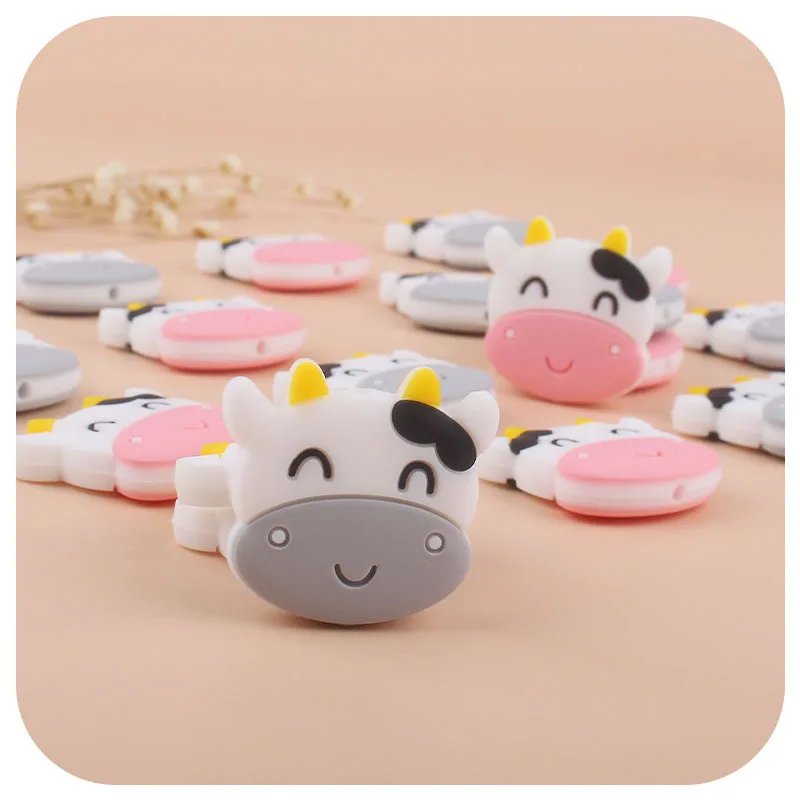 10 unids/lote Animal para fabricaci&oacute;n de joyas cuentas de silicona de grado de alimentos de beb&eacute;, granos DIY pulsera chupete dentici&oacute;n reci&eacute;n nacido accesorios Juguetes-0