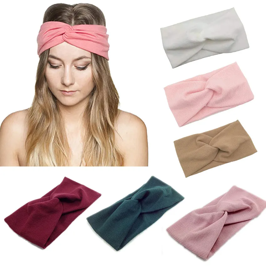 Эластичная повязка для волос с узлом хлопковый спортивный женский тюрбан