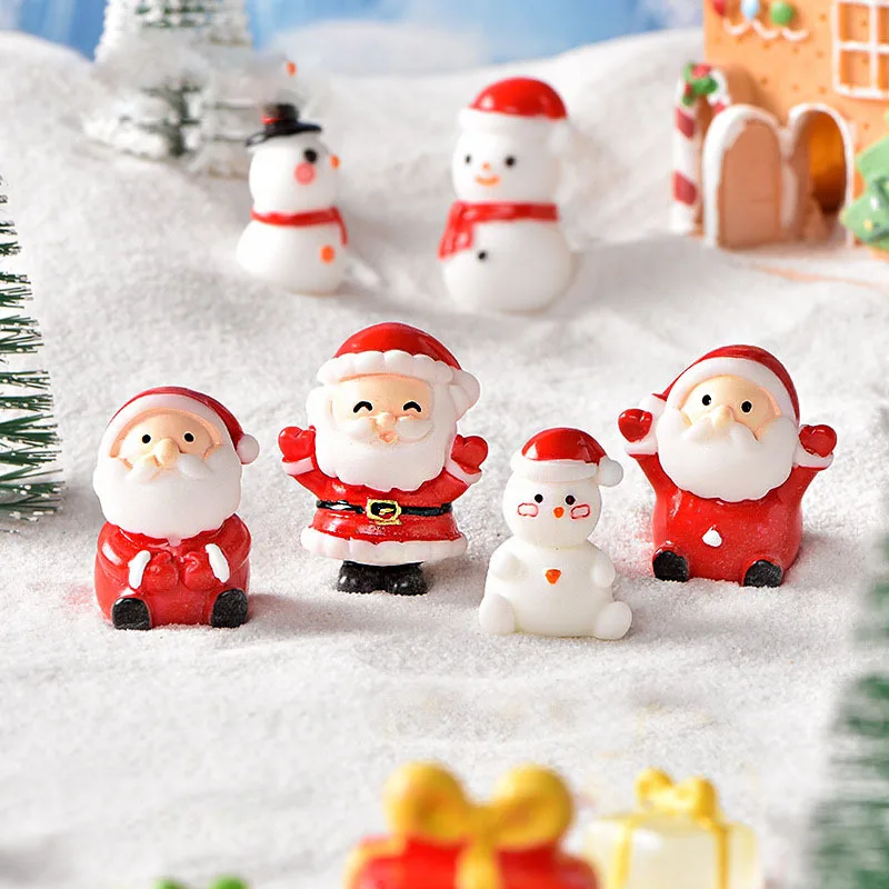 

Mini Resin Christmas Decoration Snowman Santa Claus Ornaments Decorations Fairy Garden Snow Landscape Decor DIY Miniature Craft
