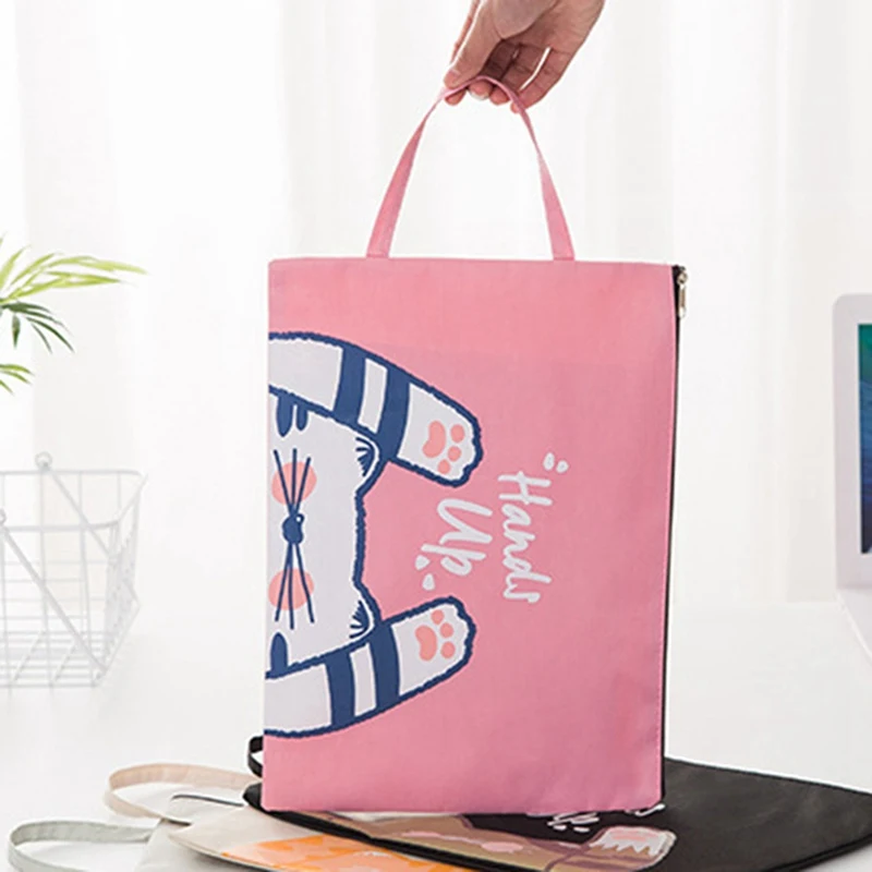 

1PC Cute Cat A4 Portable File Holder File Bag Zipper Storage Bag Kawaii Pencil Bag School Office Supplies