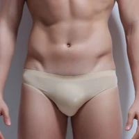 men briefs ice silk underwear sheer seamless penis pouch panties plus size ultra thin transparent bikini slips hombre gay tanga