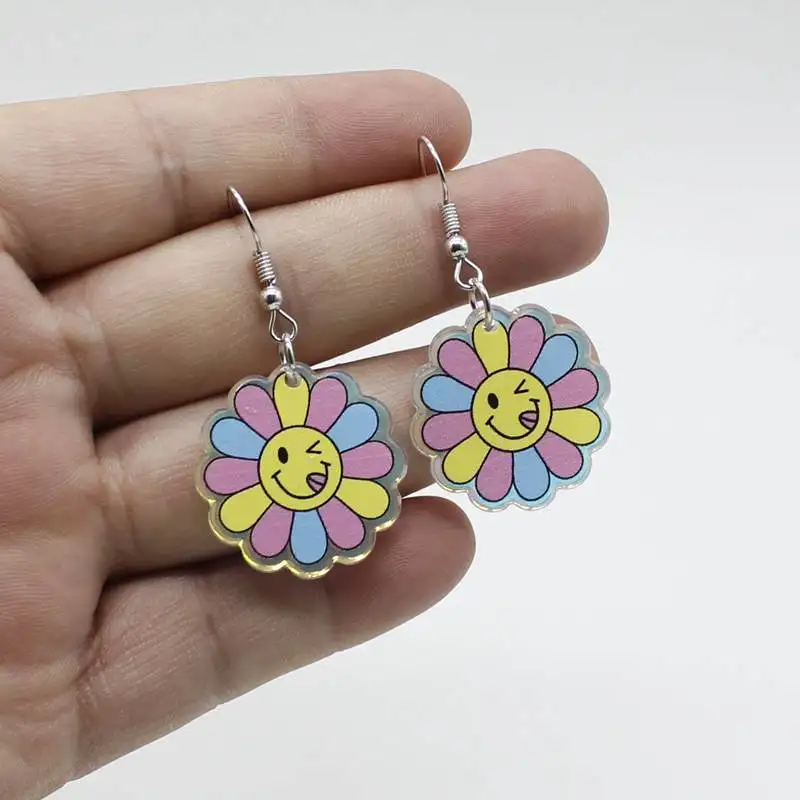 

Женские цветных улыбок подсолнечника Висячие серьги, модные ювелирные изделия, серьги смайлик подсолнечника ювелирные украшения очарован...