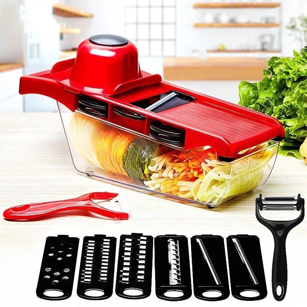 Многофункциональный 6 в 1 овощерезка Нержавеющая сталь овощи фрукты ломтерезки и